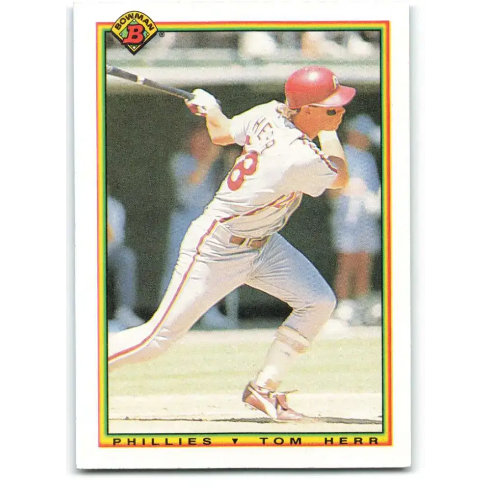 1990 Bowman #159 Tom Herr NM-MT Philadelphia Phillies Baseball Card - Baseball Card Single