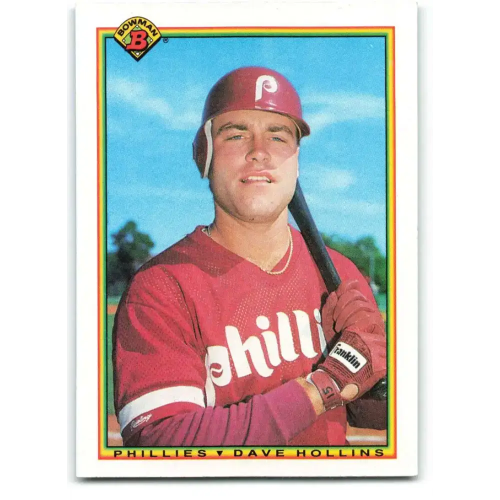 1990 Bowman #161 Dave Hollins NM-MT RC Rookie Philadelphia Phillies Baseball Card - Baseball Card Single