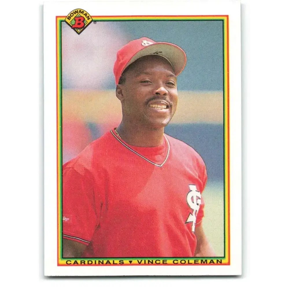 1990 Bowman #198 Vince Coleman NM-MT St. Louis Cardinals Baseball Card - Baseball Card Single