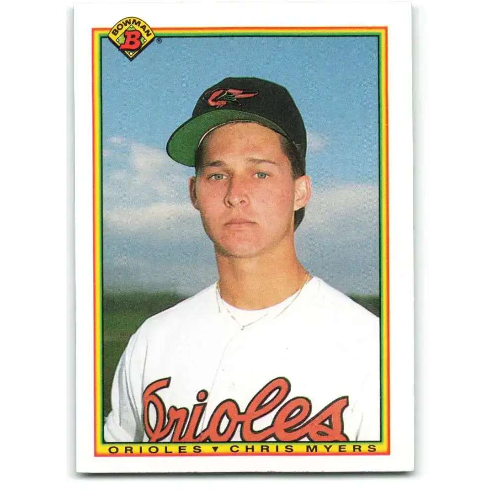 1990 Bowman #250 Chris Myers NM-MT RC Rookie Baltimore Orioles Baseball Card - Baseball Card Single