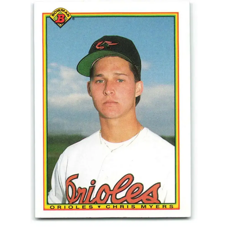 1990 Bowman #250 Chris Myers NM-MT RC Rookie Baltimore Orioles Baseball Card - Baseball Card Single