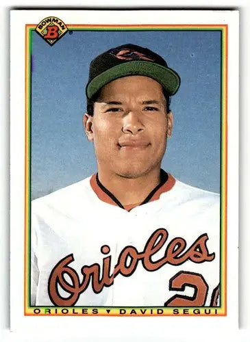 Vintage 1990 Bowman David Segui Orioles baseball card Baltimore Orioles baseball collectible