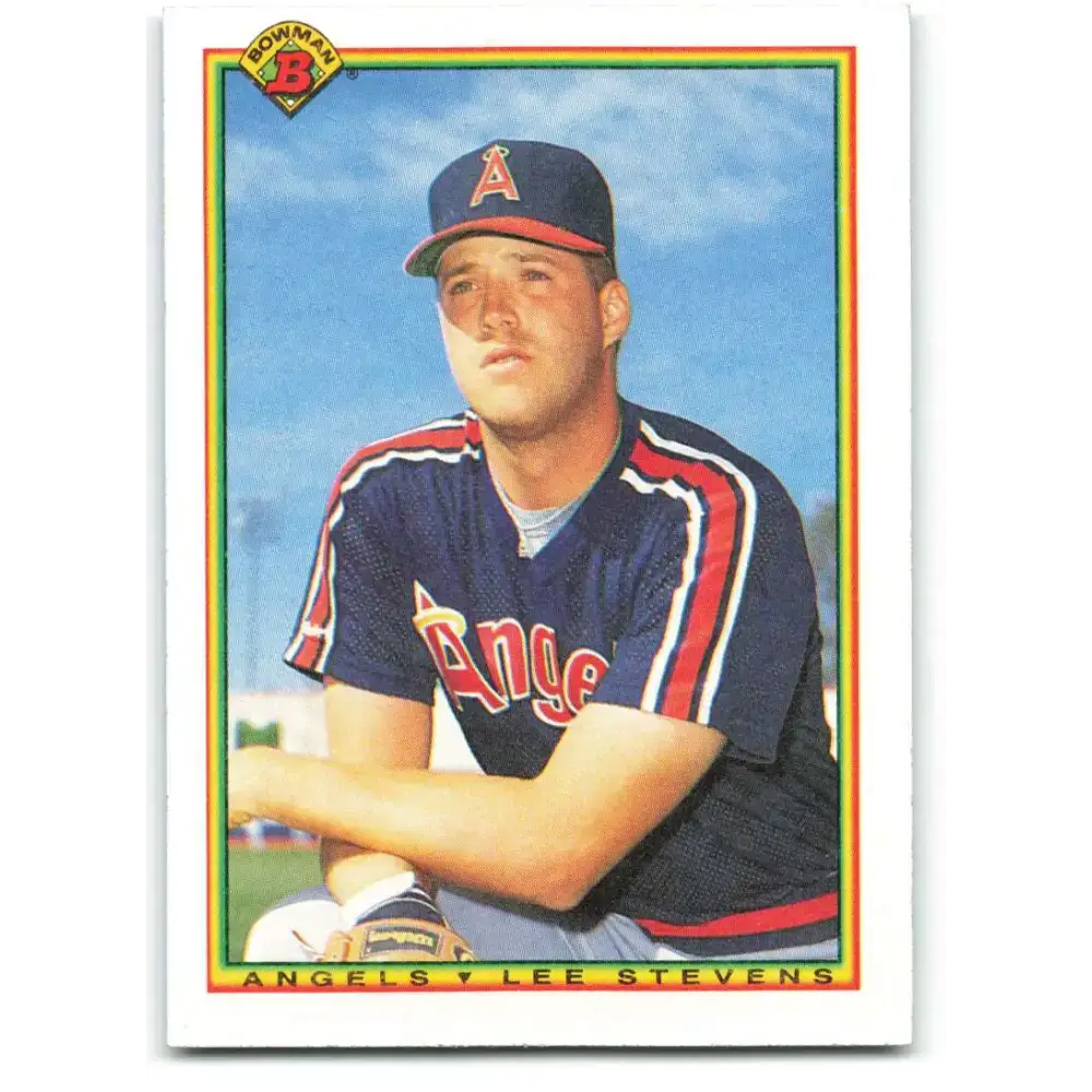1990 Bowman #300 Lee Stevens NM-MT California Angels Baseball Card - Baseball Card Single