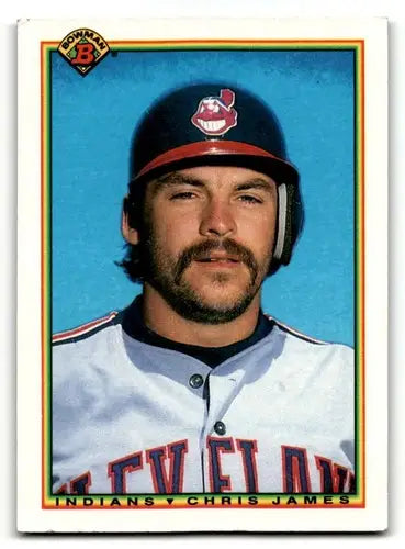 Chris James Cleveland Indians baseball card from 1990 Bowman #340 with EX/NM condition