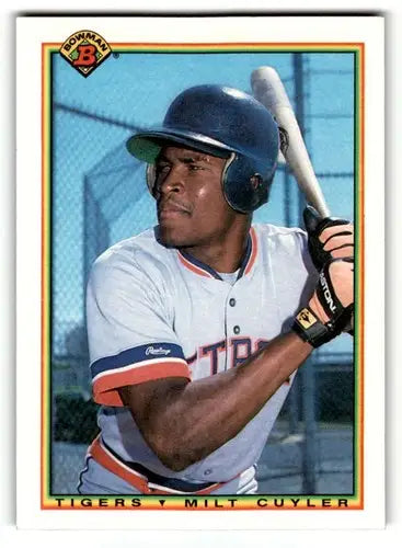 1990 Bowman Milt Cuyler Detroit Tigers baseball card with original gloss