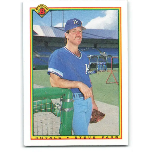 1990 Bowman #366 Steve Farr NM-MT Kansas City Royals Baseball Card - Baseball Card Single