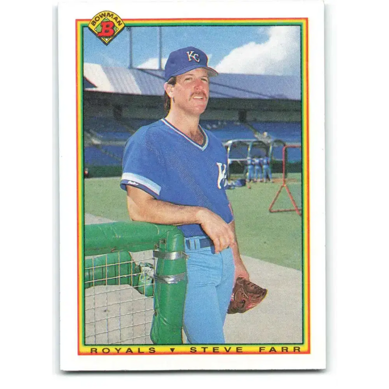1990 Bowman #366 Steve Farr NM-MT Kansas City Royals Baseball Card - Baseball Card Single