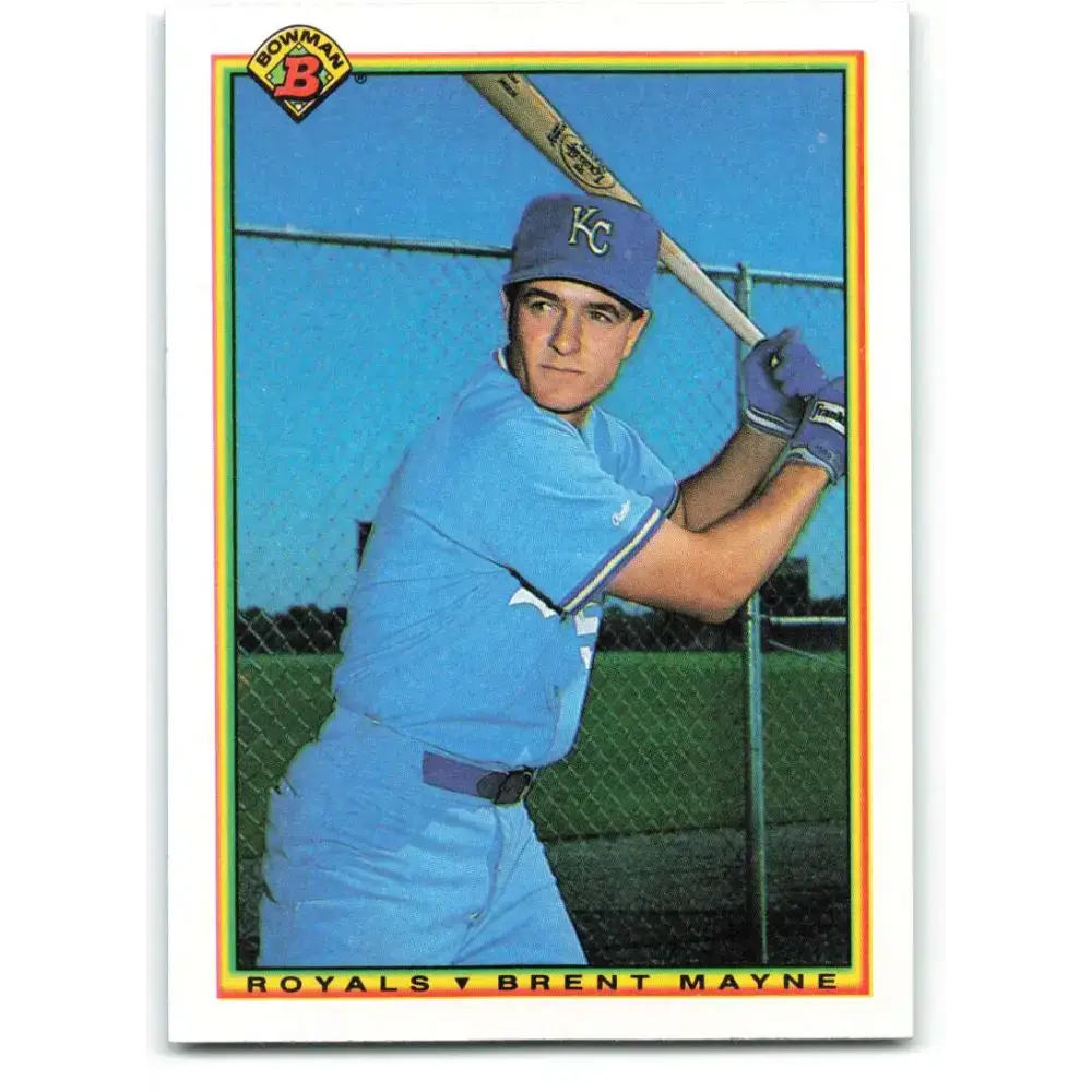 1990 Bowman #372 Brent Mayne NM-MT RC Rookie Kansas City Royals Baseball Card - Baseball Card Single