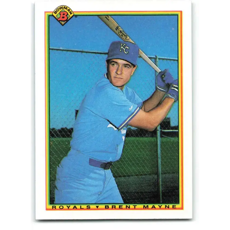 1990 Bowman #372 Brent Mayne NM-MT RC Rookie Kansas City Royals Baseball Card - Baseball Card Single