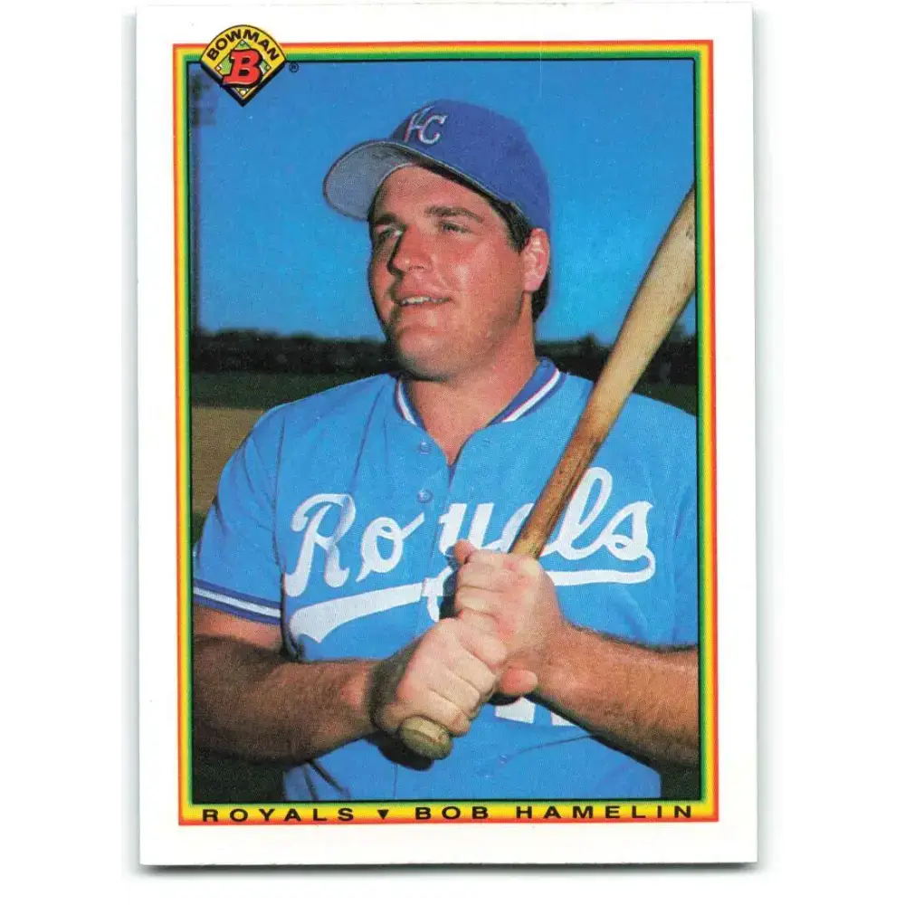 1990 Bowman #379 Bob Hamelin NM-MT RC Rookie Kansas City Royals Baseball Card - Baseball Card Single