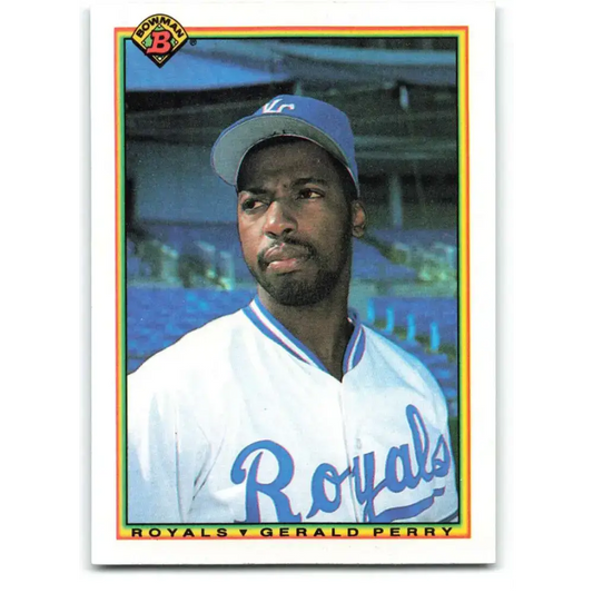 1990 Bowman #383 Gerald Perry NM-MT Kansas City Royals Baseball Card - Baseball Card Single