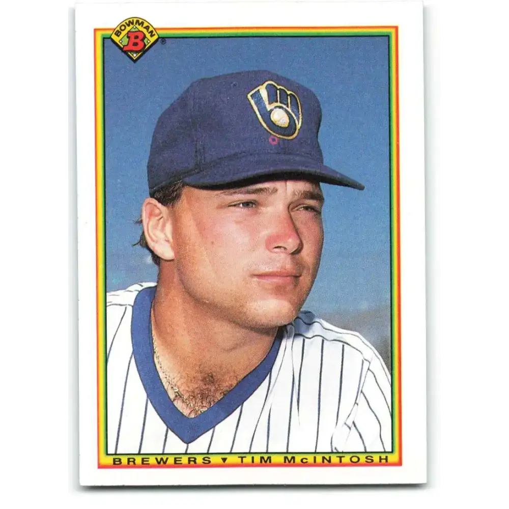 1990 Bowman #394 Tim McIntosh NM-MT RC Rookie Milwaukee Brewers Baseball Card - Baseball Card Single