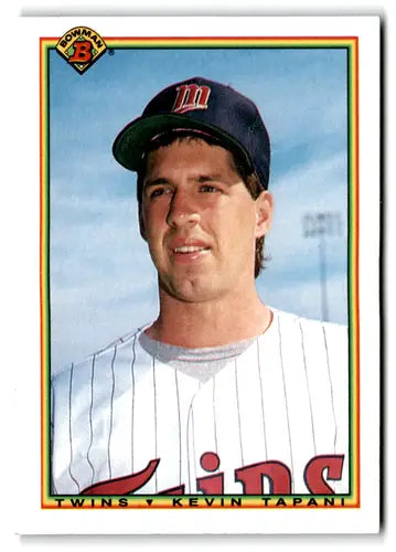 Original gloss 1990 Bowman Kevin Tapani rookie Twins baseball card front view