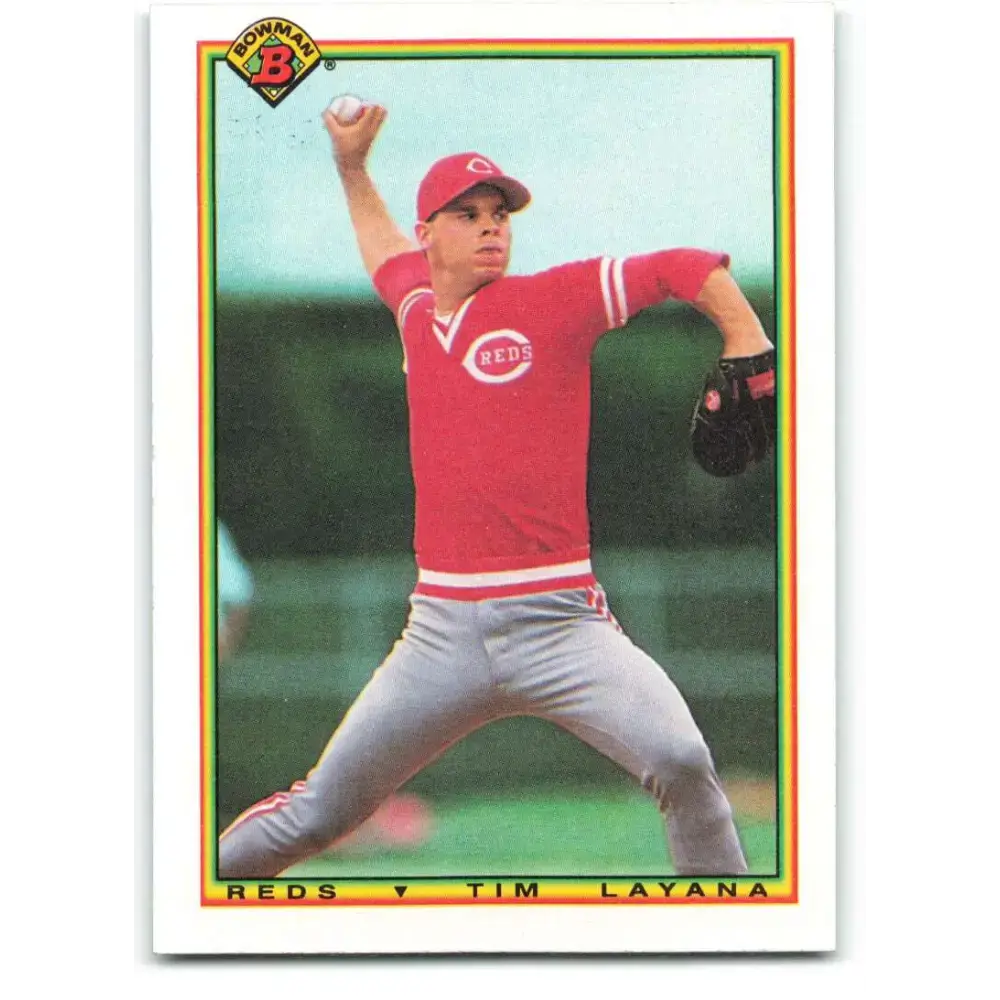 1990 Bowman #41 Tim Layana NM-MT RC Rookie Cincinnati Reds Baseball Card - Baseball Card Single