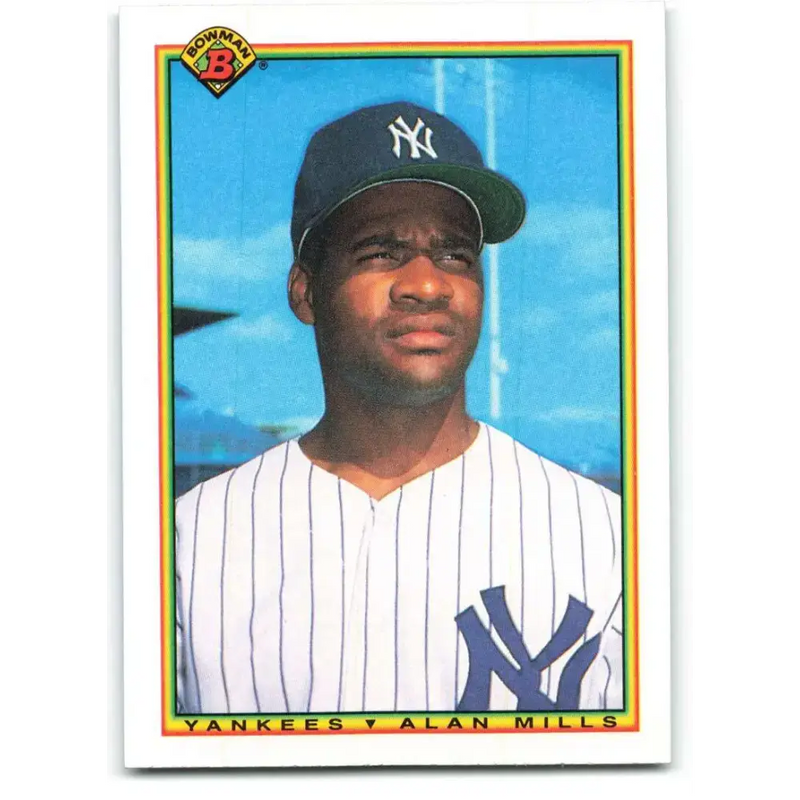 1990 Bowman #428 Alan Mills NM-MT RC Rookie New York Yankees Baseball Card - Baseball Card Single