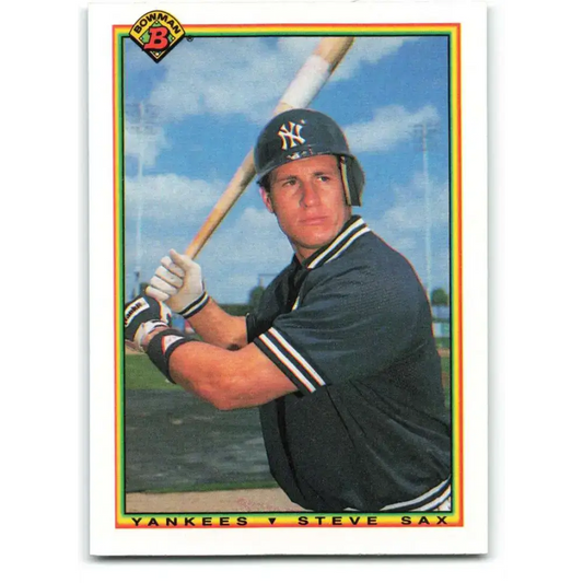 1990 Bowman #442 Steve Sax NM-MT New York Yankees Baseball Card - Baseball Card Single
