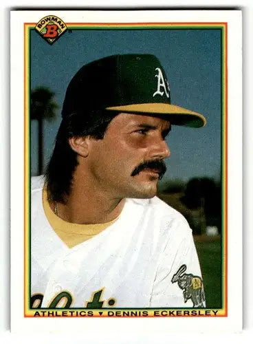 Dennis Eckersley Oakland Athletics baseball card from 1990 Bowman #451