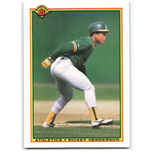 1990 Bowman #457 Rickey Henderson NM-MT Oakland Athletics Baseball Card