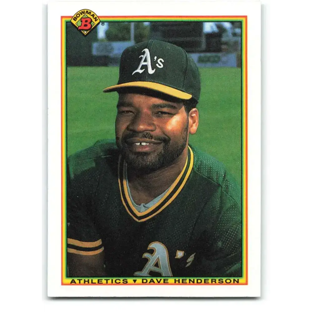 1990 Bowman #458 Dave Henderson NM-MT Oakland Athletics Baseball Card - Baseball Card Single