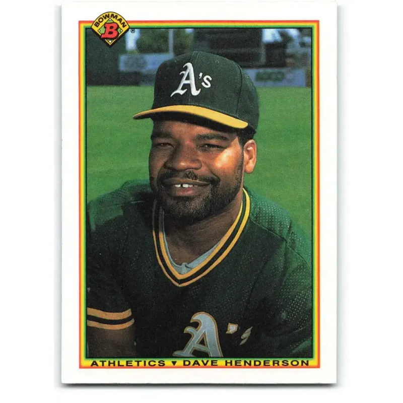1990 Bowman #458 Dave Henderson NM-MT Oakland Athletics Baseball Card - Baseball Card Single