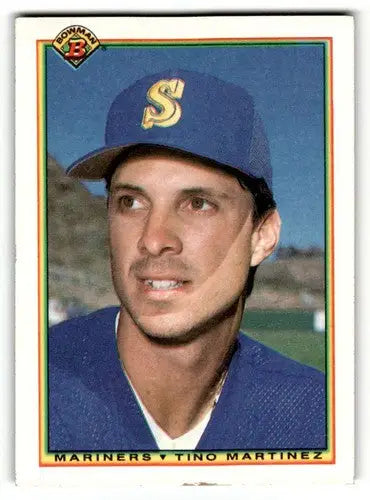 Original gloss Tino Martinez Seattle Mariners baseball card 1990 Bowman #484