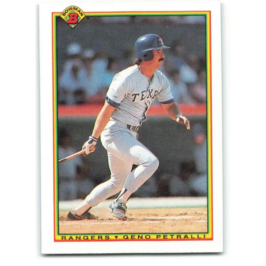 1990 Bowman #495 Geno Petralli NM-MT Texas Rangers Baseball Card - Baseball Card Single