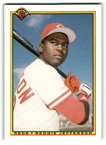 Original gloss 1990 Bowman Reggie Jefferson Cincinnati Reds baseball card image