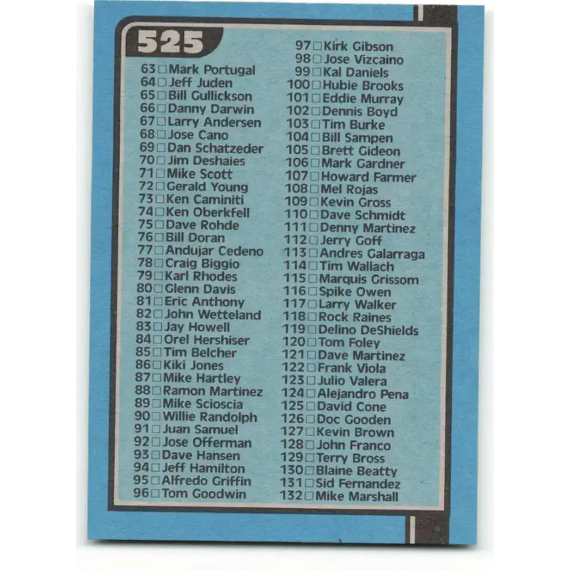 1990 Bowman #525 Checklist 1-132 NM-MT Checklist Baseball Card - Baseball Card Single