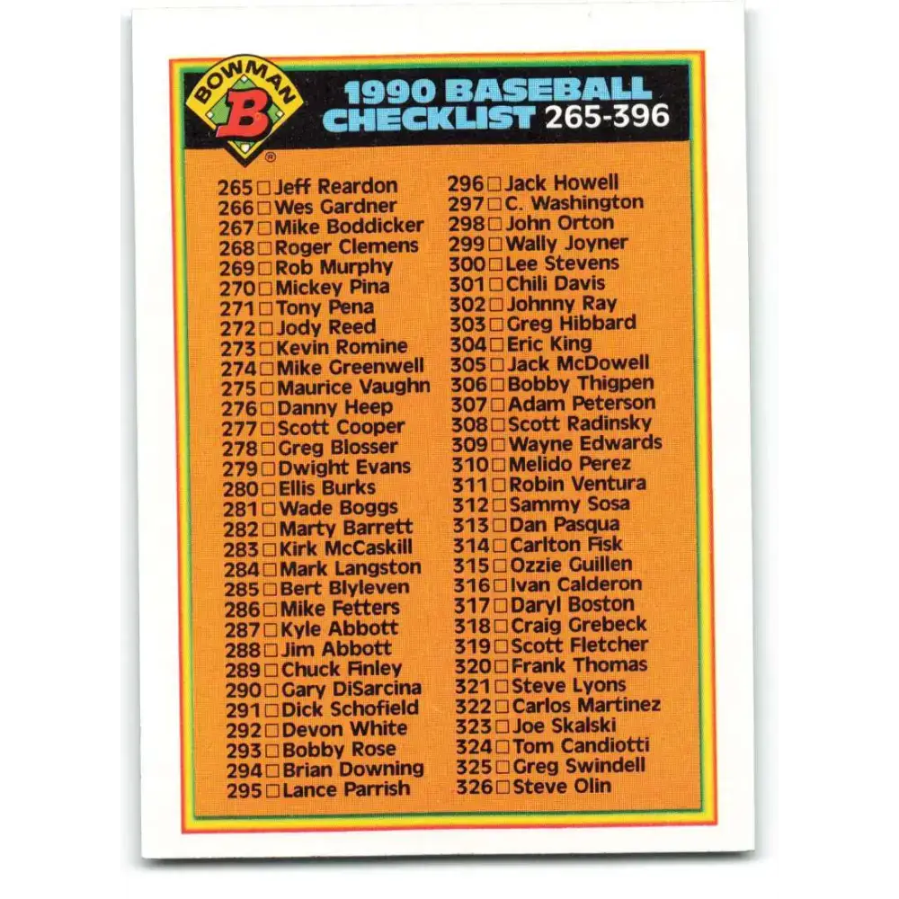 1990 Bowman #527 Checklist 265-396 NM-MT Checklist Baseball Card - Baseball Card Single