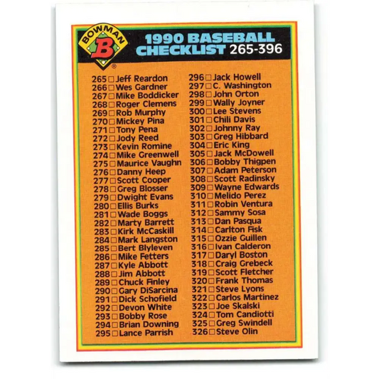 1990 Bowman #527 Checklist 265-396 NM-MT Checklist Baseball Card - Baseball Card Single