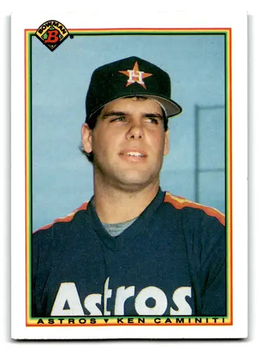 Original gloss Ken Caminiti baseball card 1990 Bowman Astros NM near mint