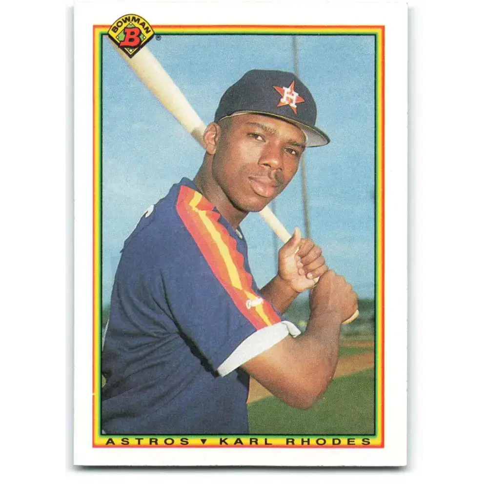 1990 Bowman #79 Karl Rhodes NM-MT RC Rookie Houston Astros Baseball Card - Baseball Card Single