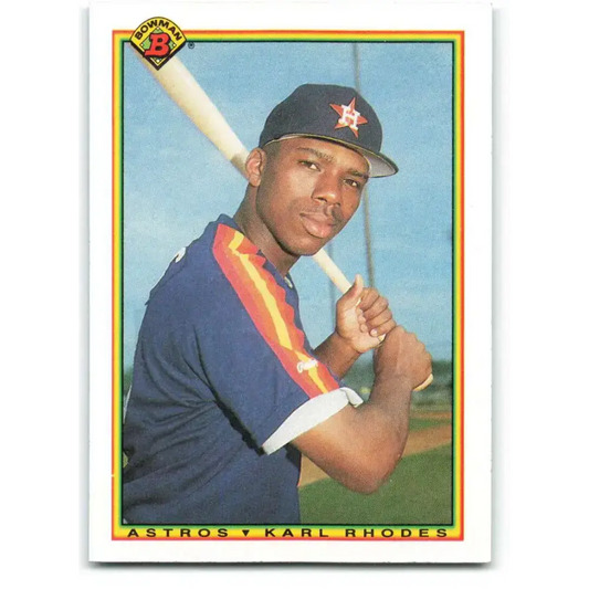 1990 Bowman #79 Karl Rhodes NM-MT RC Rookie Houston Astros Baseball Card