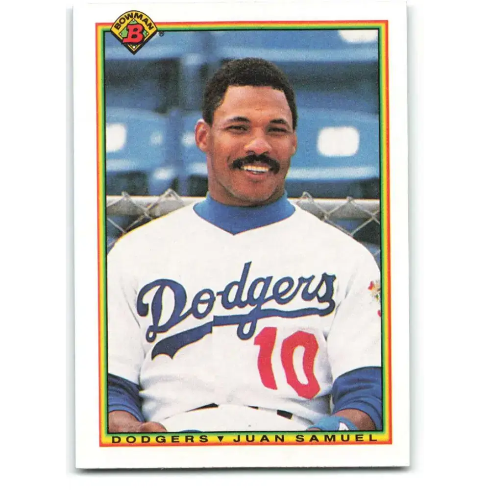 1990 Bowman #91 Juan Samuel NM-MT Los Angeles Dodgers Baseball Card - Baseball Card Single