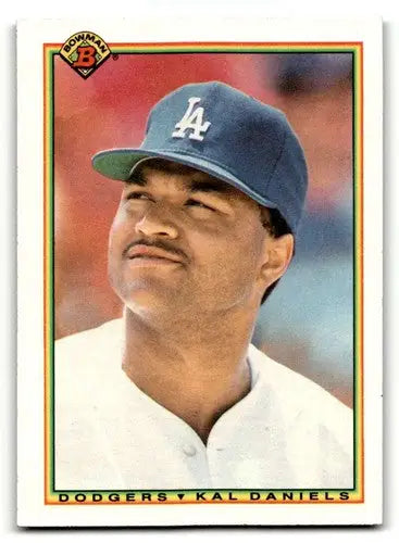 Original gloss 1990 Bowman Kal Daniels Los Angeles Dodgers baseball card image