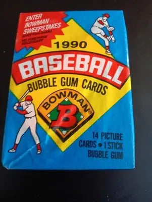 1990 Bowman Baseball - 1 Bubble Gum Card sealed pack. 14 picture cards. VG-EX - Baseball Card Box