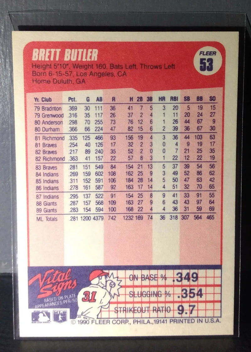 1990 Brett Butler Fleer Baseball Card #53 - Baseball Card Single