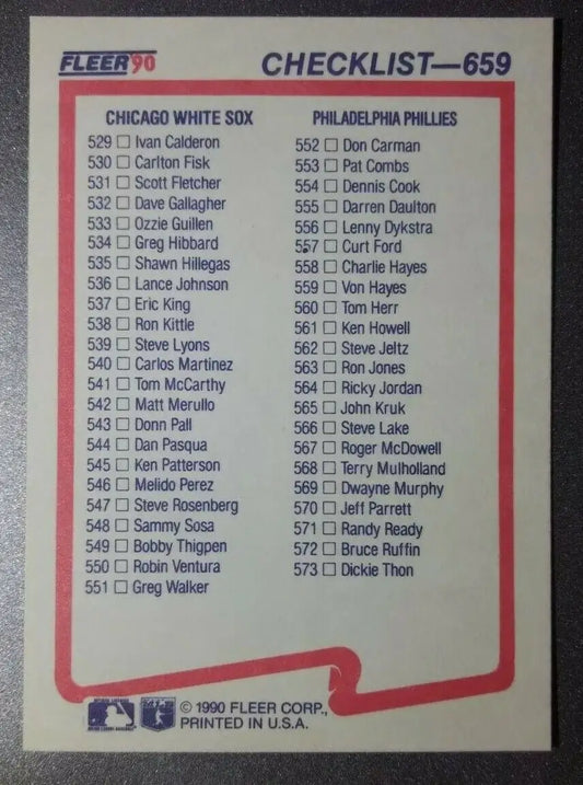 1990 Checklist Fleer Baseball Card #658 - Baseball Card Single