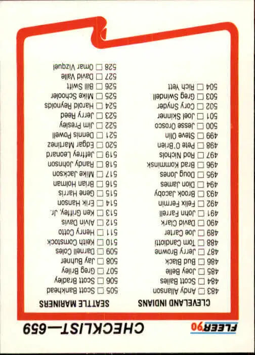 1990 Checklist Fleer Baseball Card #659 - Baseball Card Single
