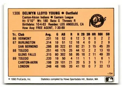 1990 CMC #734 Delwyn Young - Baseball Card Single