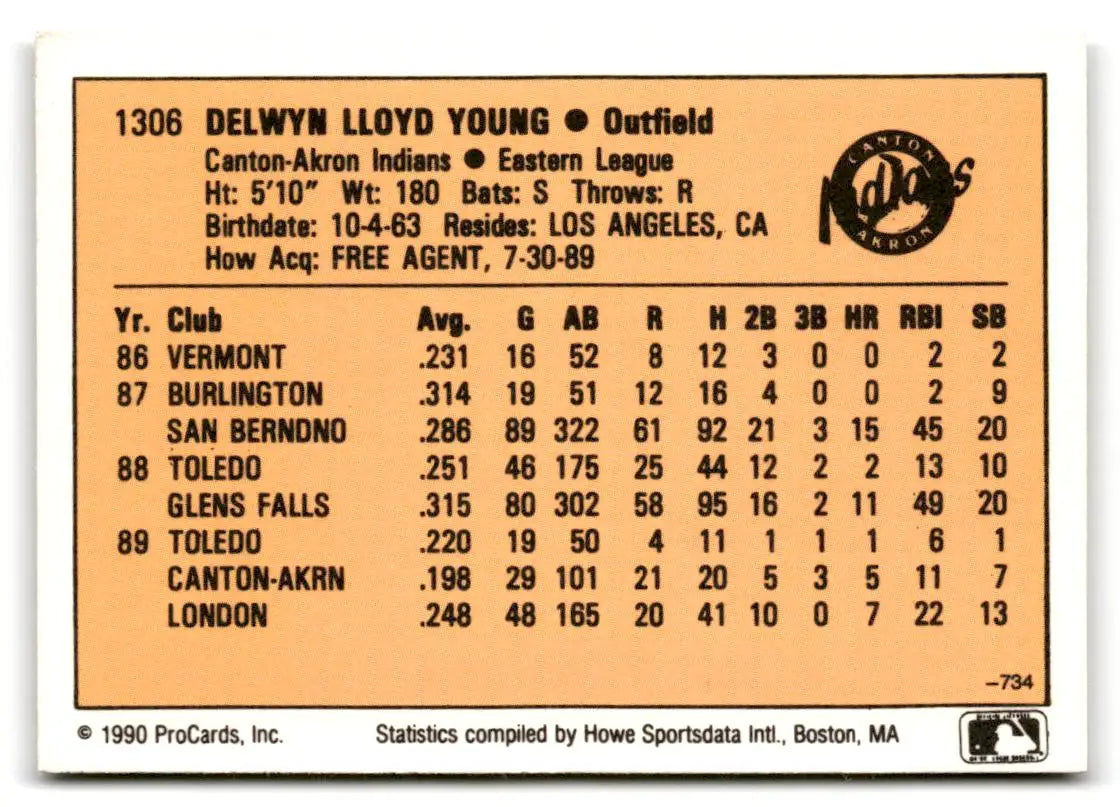1990 CMC #734 Delwyn Young - Baseball Card Single