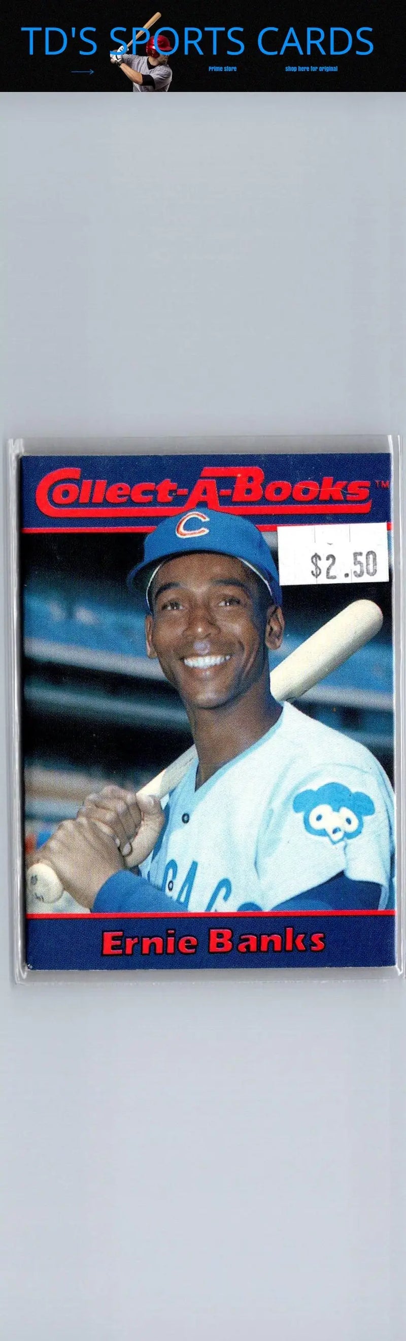 Ernie Banks baseball card from 1990 Collect-A-Books series, vintage sports memorabilia