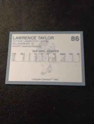 1990 Collegiate Collection North Carolina Tar Heels - Lawrence Taylor #86. NRMT+ - Other