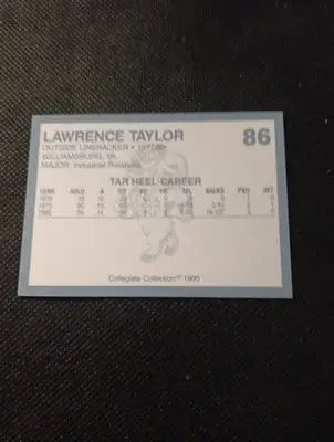 1990 Collegiate Collection North Carolina Tar Heels - Lawrence Taylor #86. NRMT+ - Other