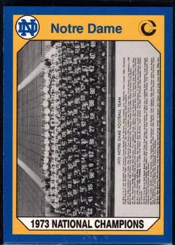 1990 Collegiate Collection Notre Dame #182 1973 Football Team NM-MT - Football Card Single