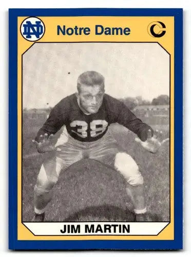 Vintage football trading card of Jim Martin from Notre Dame in the Collegiate Collection Notre Dame