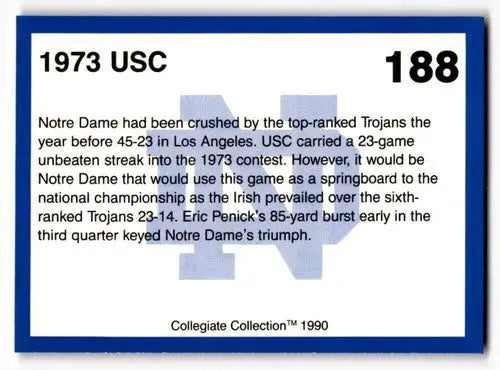 Original gloss Notre Dame trading card from Collegiate Collection Notre Dame Fight ID 61203