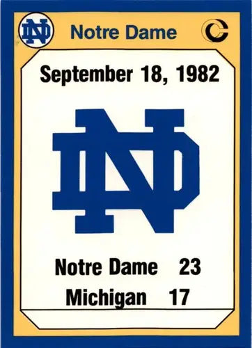 Original gloss Notre Dame football card from the 1990 Collegiate Collection