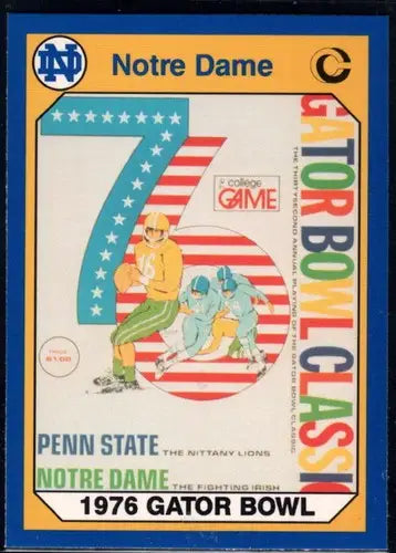 Original gloss 1976 Gator Bowl trading card from Notre Dame’s 32nd Gator Bowl collection