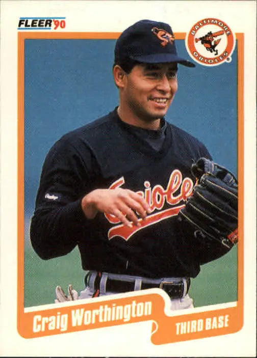 1990 Craig Worthington Fleer Baseball Card #195 - Baseball Card Single